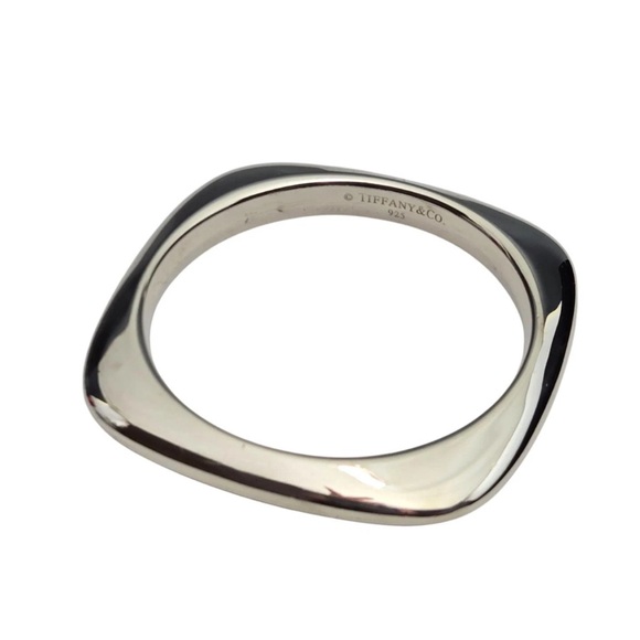 Tiffany & Co. 925 Polished Silver Square Cushion Bangle Bracelet 7.5” - Picture 2 of 5